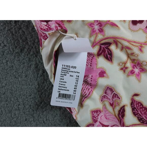 New Seafolly Swimwear 10 Floral Print Silk Road Drawstring Keyhole One Piece - Picture 5 of 7